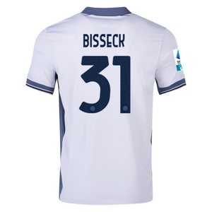 Nike Inter Milan Yann Aurel Bisseck Away Jersey w/ Serie A + Scudetto Patch 24/25 (Summit White/Iris Whisper)