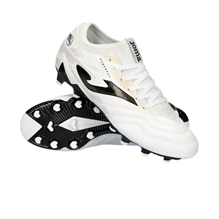 Joma Powerful 2402 Firm Ground Soccer Cleats (White/Gold)
