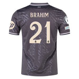 adidas Real Madrid Brahim Diaz Third Jersey w/ Champions League Patches + HP Sponsor 24/25 (Charcoal)