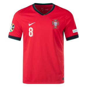 Nike Portugal Bruno Fernandes Home Jersey w/ Euro 2024 Patches 24/25 (University Red/Pine Green/Sail)