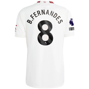 adidas Manchester United Bruno Fernandes Third Jersey w/ EPL + No Room For Racism Patches 23/24 (Cloud White/Red)