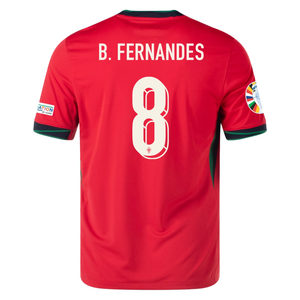Nike Portugal Bruno Fernandes Home Jersey w/ Euro 2024 Patches 24/25 (University Red/Pine Green/Sail)