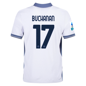 Nike Inter Milan Authentic Tajon Buchanan Away Jersey w/ Serie A + Scudetto Patch 24/25 (White/Silver)