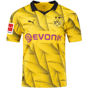 Puma Mens Borussia Dortmund Sebastian Haller Third Jersey w/ Bundesliga Patch 23/24 (Cyber Yellow/Puma Black)
