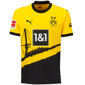 Puma Borussia Dortmund Meunier Home Jersey w/ Bundesliga Patch 23/24 (Cyber Yellow/Puma Black)