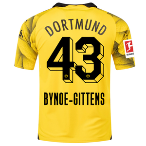 Puma Mens Borussia Dortmund Bynoe-Gittens Third Jersey w/ Bundesliga Patch 23/24 (Cyber Yellow/Puma Black)