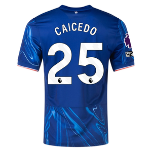 Nike Chelsea Moises Caicedo Home Jersey w/ EPL + No Room For Racism Patches 24/25 (Rush Blue/Team Orange)