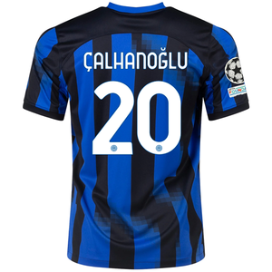 Nike Inter Milan Hakan Çalhanoğlu Home Jersey w/ Champions League+ Copa Italia Patches 23/24 (Lyon Blue/Black/Vibrant Yellow)