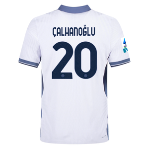 Nike Inter Milan Authentic Hakan Çalhanoğlu Away Jersey w/ Serie A + Scudetto Patch 24/25 (White/Silver)