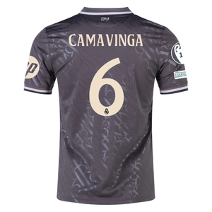 adidas Real Madrid Eduardo Camavinga Third Jersey w/ Champions League Patches + HP Sponsor 24/25 (Charcoal)