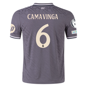 adidas Real Madrid Authentic Eduardo Camavinga Third Jersey w/ Champions League Patches 24/25 (Charcoal)