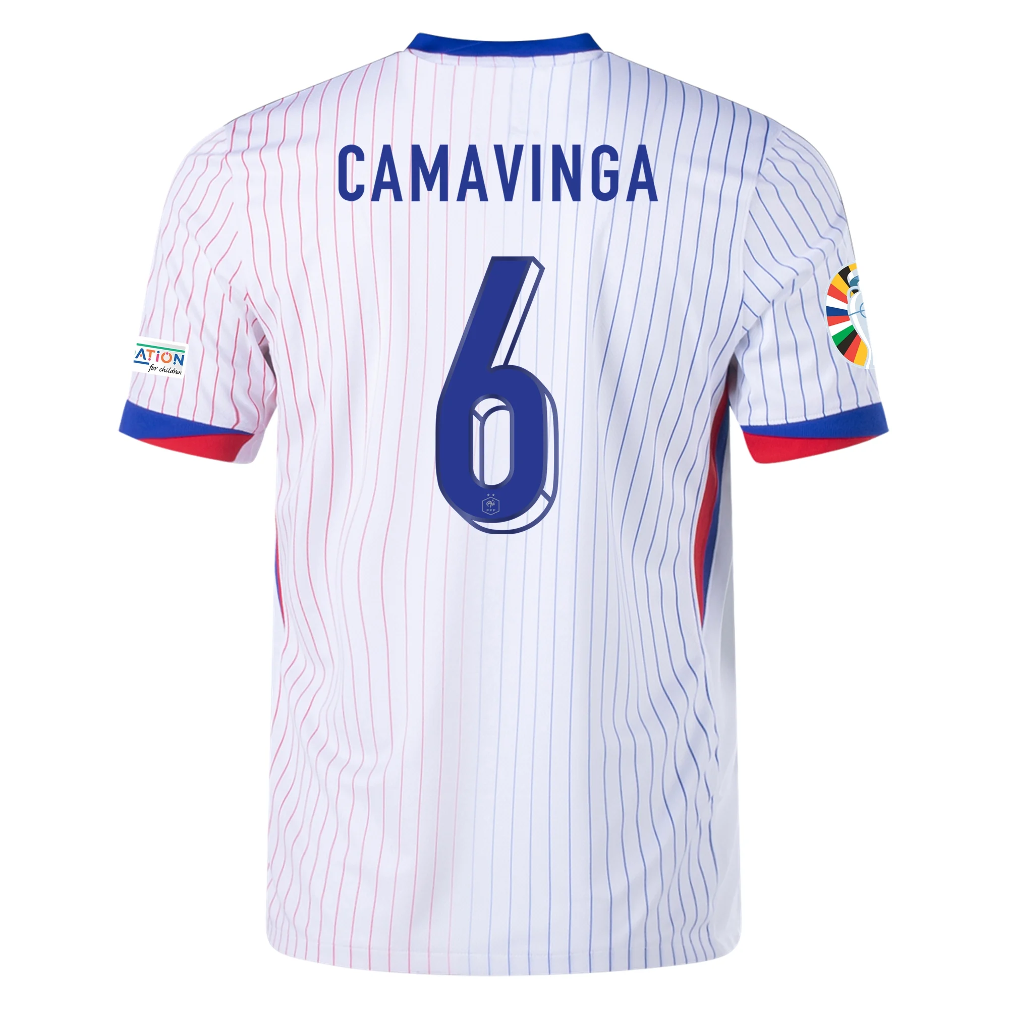 Nike France Eduardo Camavinga Away Jersey w/ Euro 2024 Patches 24/25 ...