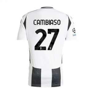 adidas Juventus Authentic Andrea Cambiaso Home Jersey w/ Champions League + Copa Italia Patches 24/25 (White/Black)