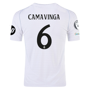 adidas Real Madrid Authentic Eduardo Camavinga Home Jersey w/ Champions League Patches 24/25 (White/Black)