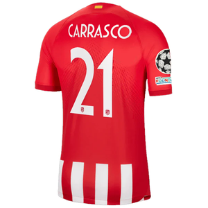 Nike Atletico Madrid Yannick Carrasco Home Jersey w/ Champions League Patches 23/24 (Sport Red/Global Red)