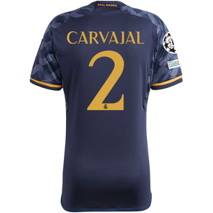 adidas Real Madrid Dani Carvajal Away Jersey w/ Champions League + Club World Cup Patch 23/24 (Legend Ink/Preloved Yellow)