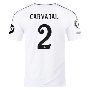 adidas Real Madrid Dani Carvajal Home Jersey 24/25 w/ Champions League Patches (White/Black)