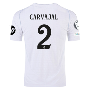 adidas Real Madrid Authentic Dani Carvajal Home Jersey w/ Champions League Patches 24/25 (White/Black)