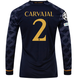 adidas Real Madrid Dani Carvajal Long Sleeve Away Jersey w/ Champions League + Club World Patch 23/24 (Legend Ink/Preloved Blue)