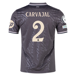 adidas Real Madrid Dani Carvajal Third Jersey w/ Champions League Patches + HP Sponsor 24/25 (Charcoal)