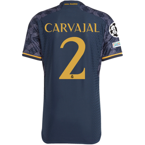adidas Real Madrid Authentic Dani Carvajal Away Jersey w/ Champions League + Club World Cup Patch 23/24 (Legend Ink/Preloved Yellow)