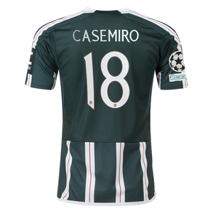 adidas Manchester United Casemiro Away Jersey w/ Champions League Patches 23/24 (Green Night/Core White)
