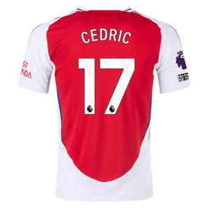 adidas Arsenal Authentic Cédric Soares Home Jersey w/ EPL + No Room For Racism Patches 24/25 (Better Scarlet/White)