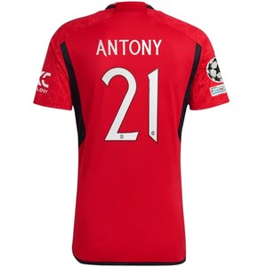 adidas Manchester United Antony Home Jersey 23/24 w/ Champions League Patches (Team College Red)