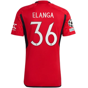 adidas Manchester United Anthony Elanga Home Jersey 23/24 w/ Champions League Patches (Team College Red)