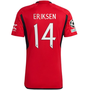 adidas Manchester United Christian Eriksen Home Jersey 23/24 w/ Champions League Patches (Team College Red)