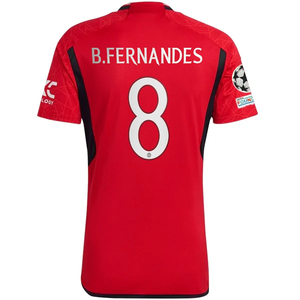 adidas Manchester United Bruno Fernandes Home Jersey 23/24 w/ Champions League Patches (Team College Red)
