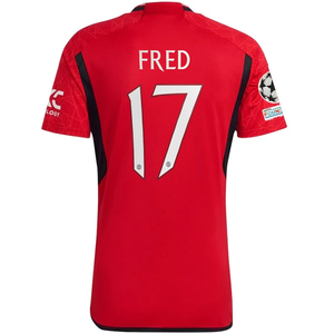 adidas Manchester United Fred Home Jersey 23/24 w/ Champions League Patches (Team College Red)