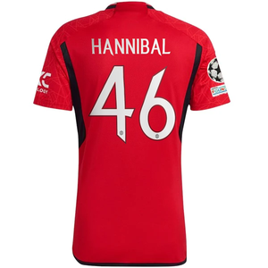 adidas Manchester United Hannibal Mejbri Home Jersey 23/24 w/ Champions League Patches (Team College Red)