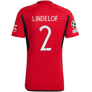 adidas Manchester United Victor Lindelof Home Jersey 23/24 w/ Champions League Patches (Team College Red)