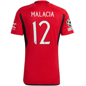 adidas Manchester United Tyrell Malacia Home Jersey 23/24 w/ Champions League Patches (Team College Red)