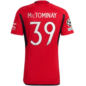 adidas Manchester United Scott McTominay Home Jersey 23/24 w/ Champions League Patches (Team College Red)
