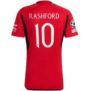 adidas Manchester United Marcus Rashford Home Jersey 23/24 w/ Champions League Patches (Team College Red)