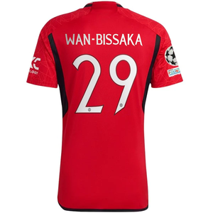 adidas Manchester United Aaron Wan-Bissaka Home Jersey 23/24 w/ Champions League Patches (Team College Red)