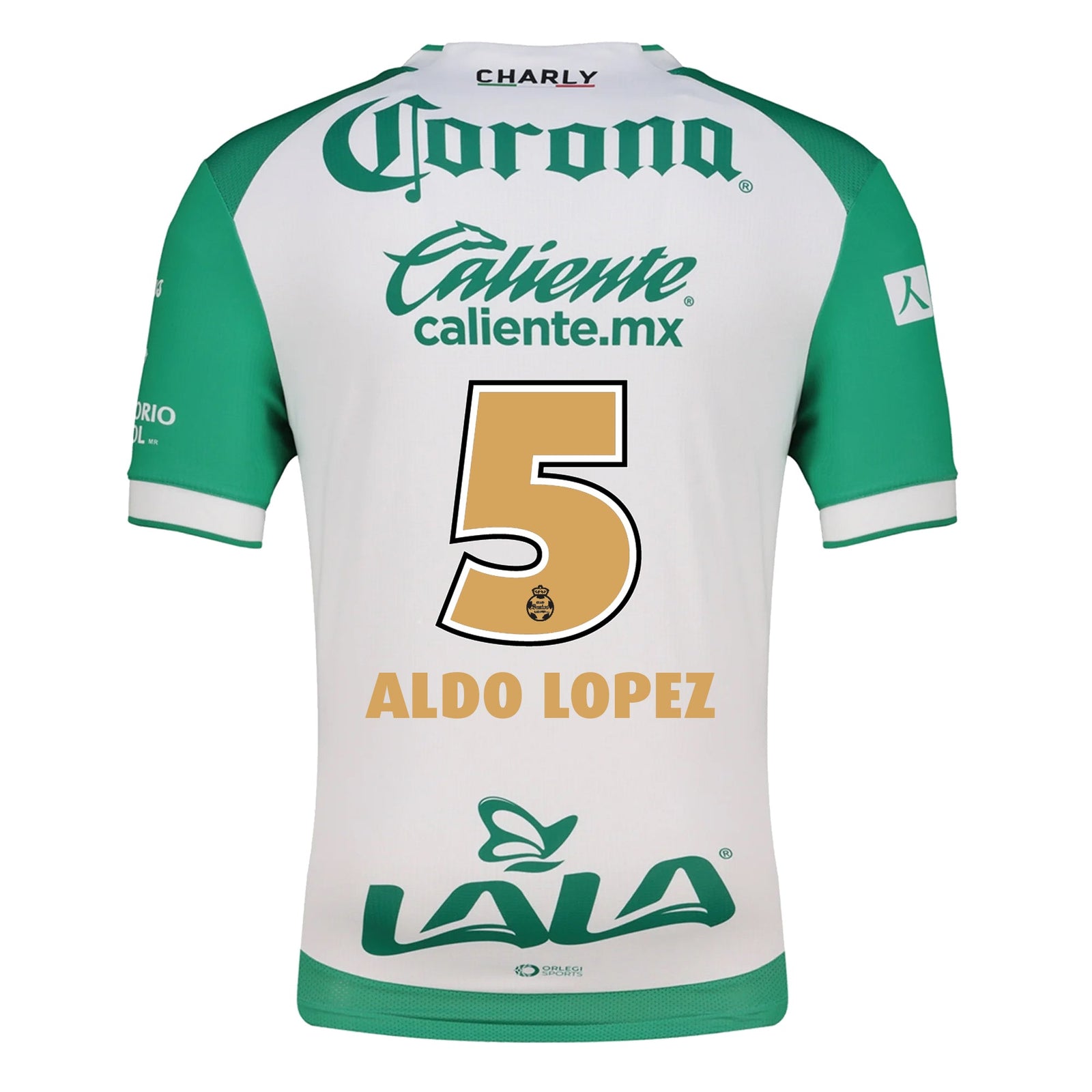 Charly Aldo Lopez Men's Santos Laguna Home Jersey 25/26 w/ BBVA MX Patches (Green/White) | SoccerWearhouse