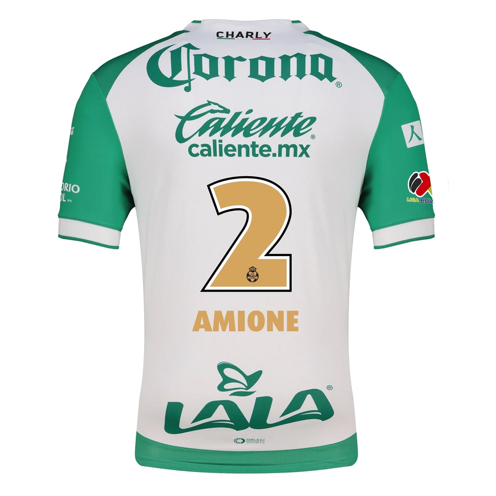 Charly Bruno Amione Men's Santos Laguna Home Jersey 25/26 w/ BBVA MX Patches (Green/White) | SoccerWearhouse