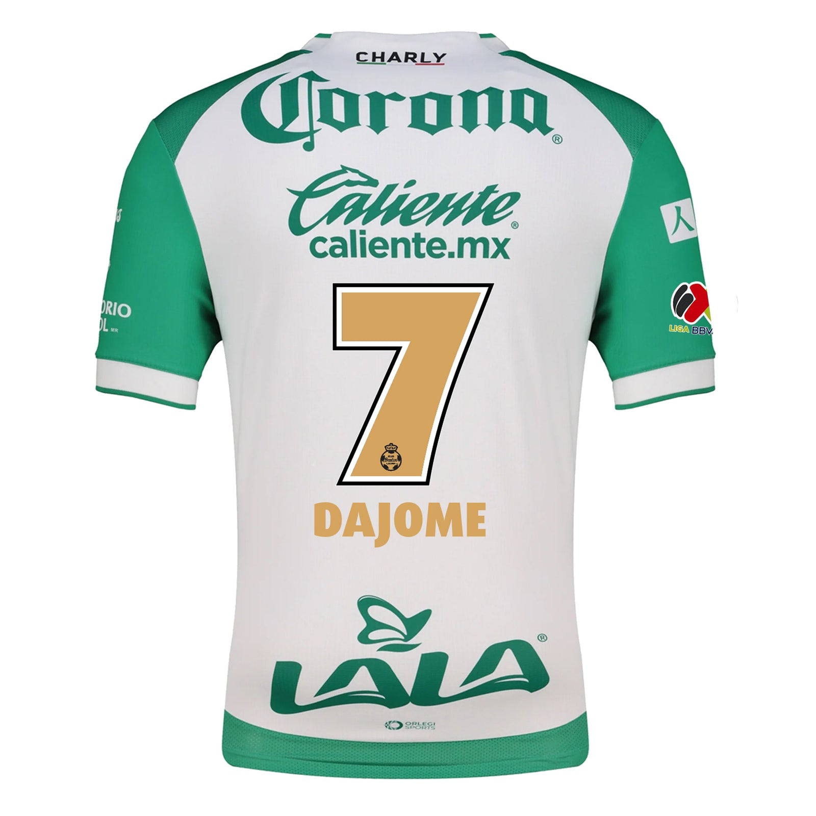 Charly Cristian Dajome Men's Santos Laguna Home Jersey 25/26 w/ BBVA MX Patches (Green/White) | SoccerWearhouse