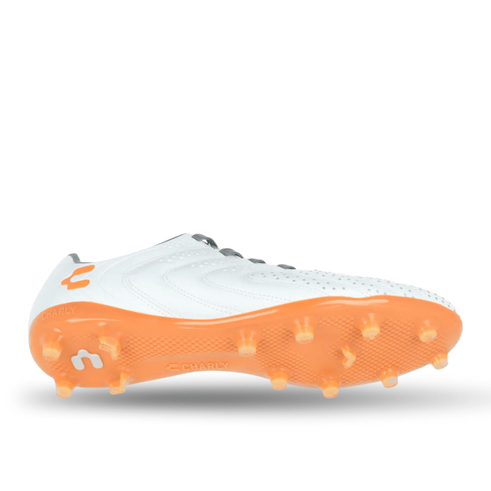 Charly Encore Firm Ground Soccer Cleats (White/Orange) | SoccerWearhouse