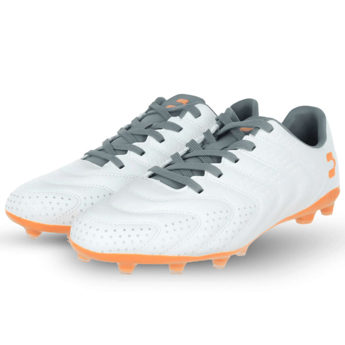 Charly Encore Firm Ground Soccer Cleats (White/Orange) | SoccerWearhouse