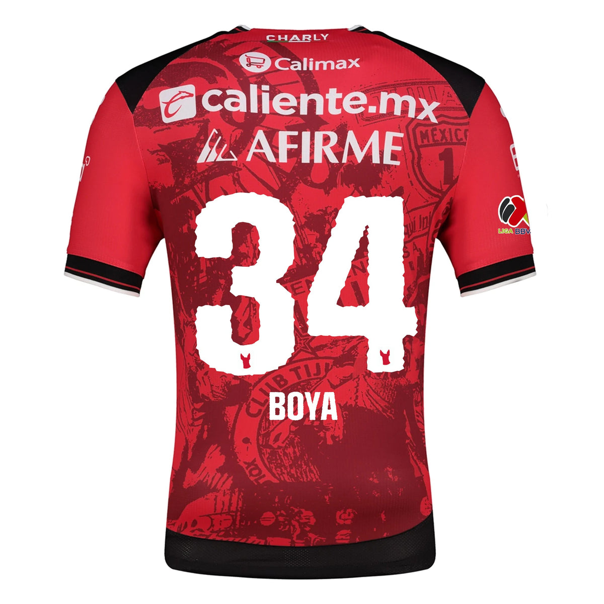 Charly Frank Boya Men's Club Tijuana Xolos Home Jersey 25/26 w/ BBVA MX Patch (Red/Black) | SoccerWearhouse
