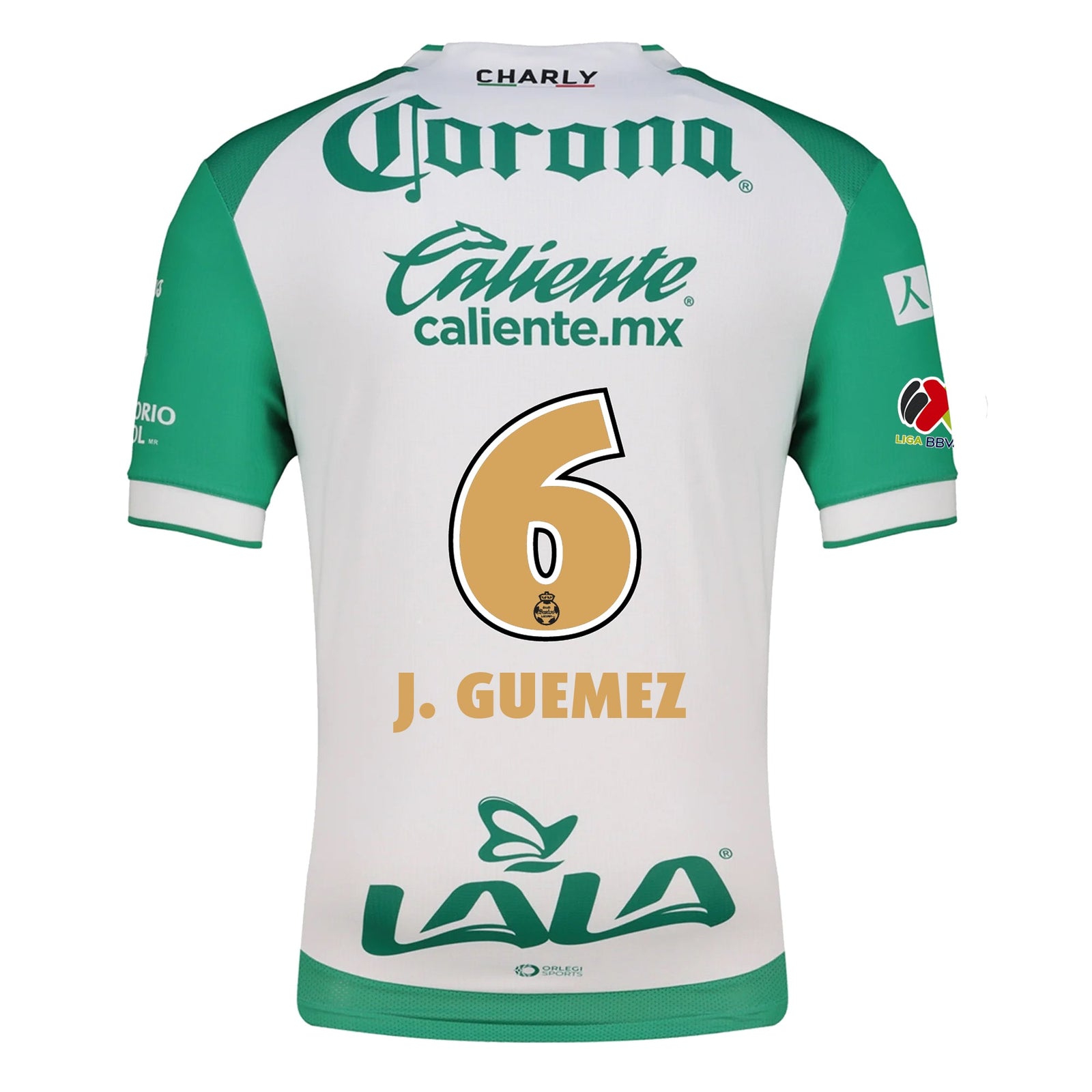 Charly Javier Guemez Men's Santos Laguna Home Jersey 25/26 w/ BBVA MX Patches (Green/White) | SoccerWearhouse