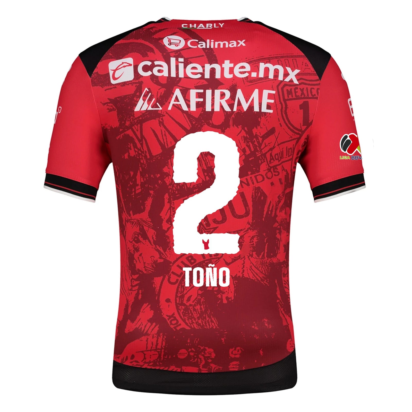 Charly José Antonio Rodriguez Men's Club Tijuana Xolos Home Jersey 25/26 w/ BBVA MX Patch (Red/Black) | SoccerWearhouse