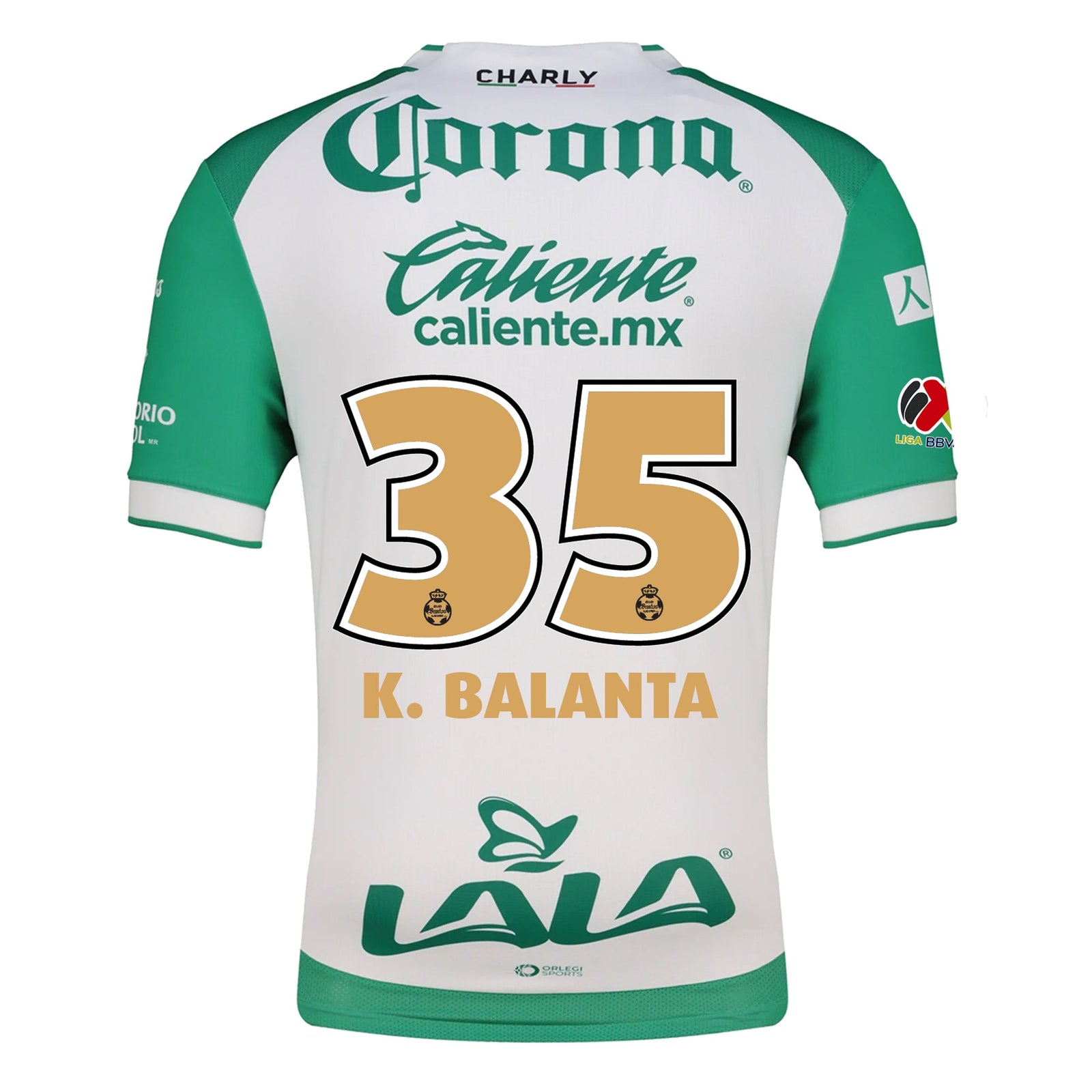 Charly Kevin Balanta Men's Santos Laguna Home Jersey 25/26 w/ BBVA MX Patches (Green/White) | SoccerWearhouse