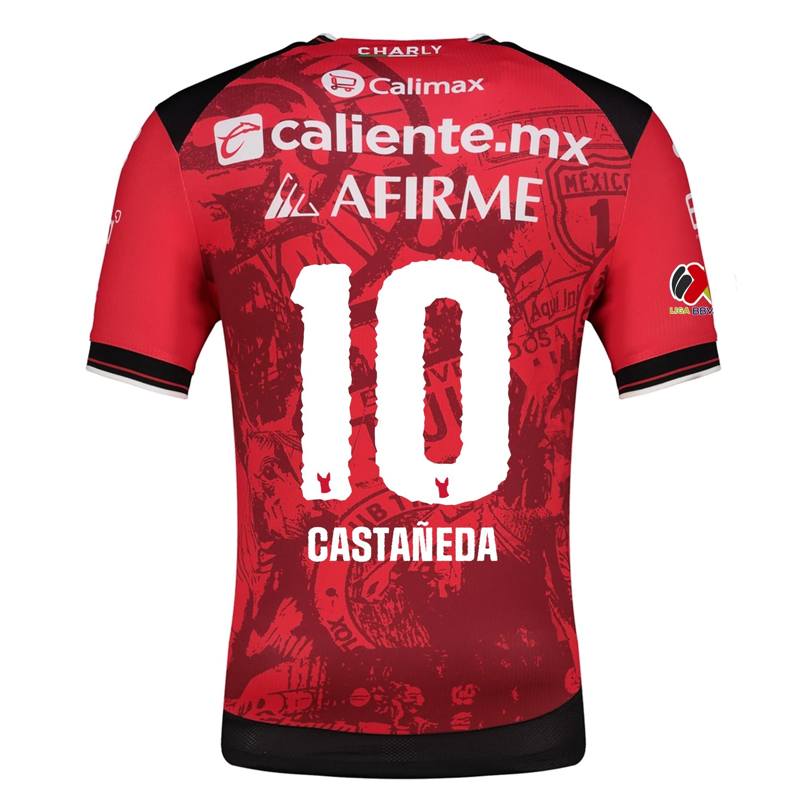 Charly Kevin Castaneda Men's Club Tijuana Xolos Home Jersey 25/26 w/ BBVA MX Patch (Red/Black) | SoccerWearhouse