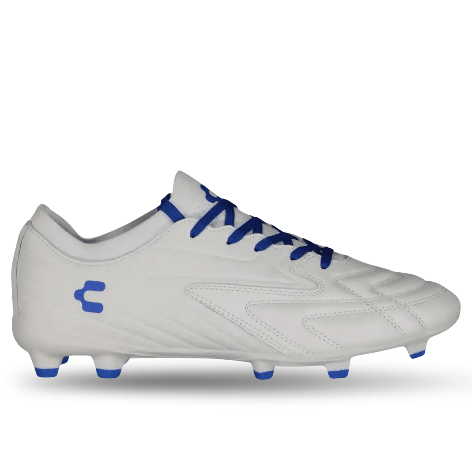Charly Onore LT PFX Firm Ground Soccer Cleats (White/Royal) | SoccerWearhouse