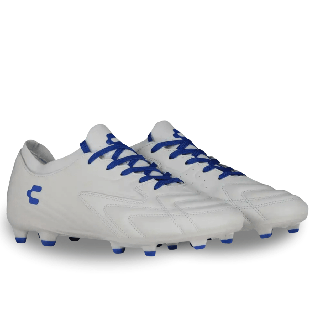 Charly Onore LT PFX Firm Ground Soccer Cleats (White/Royal) | SoccerWearhouse